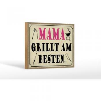 Holzschild Mama's Grillkunst 18x12 cm