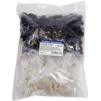 LogiLink RJ45 Stecker, Kat.6, ungeschirmt, schwarz Modularstecker RJ45, vergoldete Kontakte, Stecker nicht