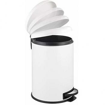 WENKO Poubelle à pédale Leman 20L Acier Inox Blanc mat