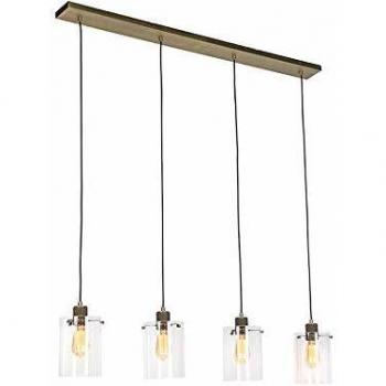 Lampada a sospensione in bronzo e vetro 4 luci