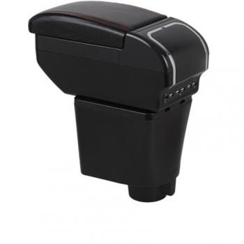 PU Leather Armrest Storage Box with USB Charger for Chevrolet Aveo/Lova T200/T250 2002