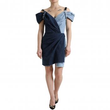 Dolce & Gabbana Chic Blue Patchwork Mini Dress
