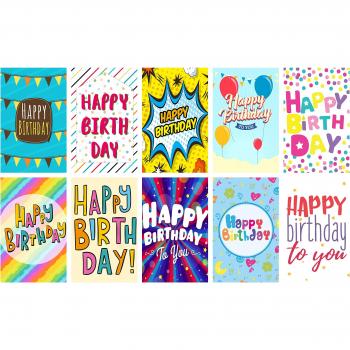 Unique Words Design Birthday Cards with Envelopes