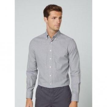 Hackett Camicia grigio scuro Houndstooth XL a maniche lunghe