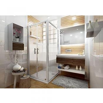 Paroi de douche ANCOSWING 80x190 cm, verre sérigraphié 4mm, finition blanche