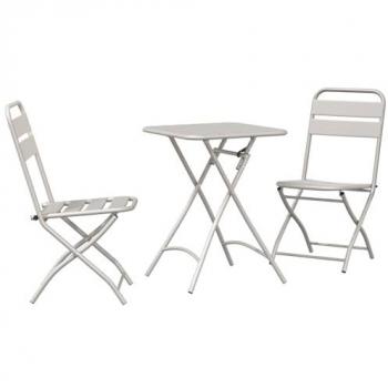 Bistro Set 3 Pezzi Beige in Acciaio Flessibile