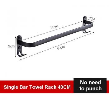 Single and Double Rod Wall-Mounted Towel Rack with Hook