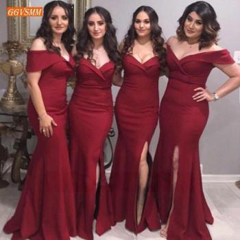 Vestido elástico hasta el suelo burdeos