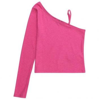Kognella Modieuze Enkelvoudige Schoudertop Fuchsia