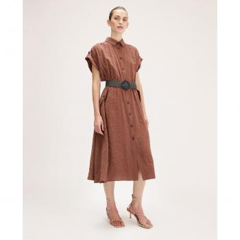 Vestido midi con estampado floral y cinturón (Motivi)