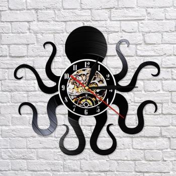 Kraken Octopus Wall Clock with LED Night Light