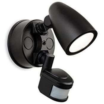 Security Outdoor Integrated LED PIR Motion Sensor Wall Spotlight Black IP54