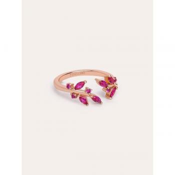 Anillo Buganvilla Raspberry Singularu: Elegante Diseño Ajustable, Plata 925, Acabado Dorado Rosa, Talla Única