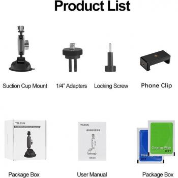 TELESIN Suction Cup Phone Holder for GoPro Hero Series and Action Cameras