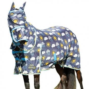 Hy Equestrian Rain‑Proof Fly Mask X Full – Navy, Blue, Yellow