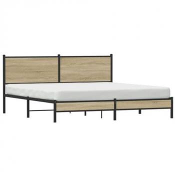 Metal Bed Frame without Mattress Sonoma Oak 180x200 cm Super King