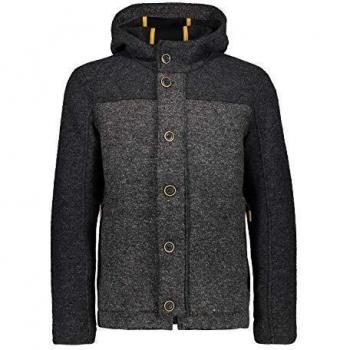 Größe 46 Herrenjacke CMP M Jacket FIX Hood Buttoned Wooltech Grau in Carbone Nero