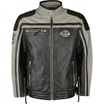Bikerlederjacke MUSTANG 31021213 – Herren, Gr. 56, schwarz/ grau