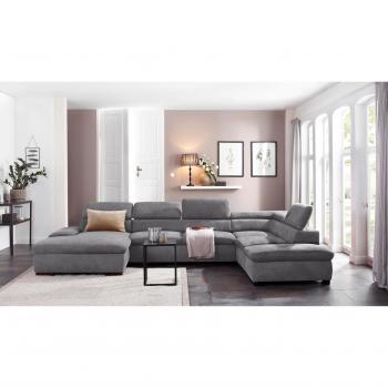 Alberto U‑Form Sofa mit Kopfteilverstellung & wählbarer Bettfunktion
