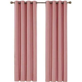 Deconovo Verdunkelungsvorhang 280x140 cm, Korallenrose, 2er Set