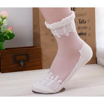 Calcetines de algodón para mujer con diseño de malla y volantes, perfectos para Yoga y Fitness