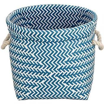 Panier de salle de bain Ø32 bleu et blanc 27 cm