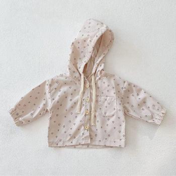 Cute Floral Print Girl's Hooded Jacket