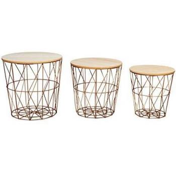 Levandeo® Beistelltisch 3er Set Kupfer Metall