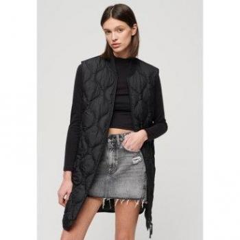 Chaleco Largo Superdry para Mujer con Forro Negro
