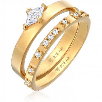 ELLI Eternity Ring Set mit Zirkonia für Damen in 925 Sterling Silber
