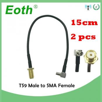 ZTE 3G modem cable TS9 male to SMA male right angle pigtail RG178 15cm