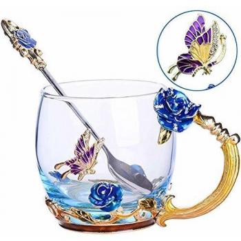 Rustic Rose Enamel Glass Mug