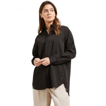 Modische Hemdbluse mit 1:1 Ärmeln in Schwarz