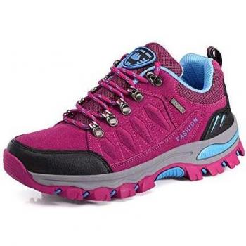 WOWEI Sneakers de Randonnée Respirantes et Antidérapantes pour Femme et Homme, Rose Rouge, 41 EU