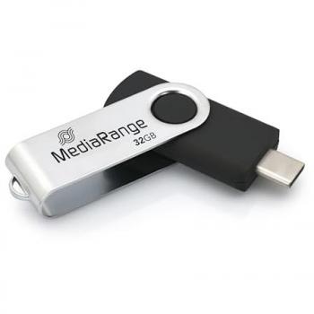 Pendrive 32 GB de MediaRange Tipo C 3.2 – Estilo Plata‑Negro