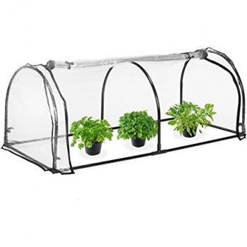 Relaxdays Folienfrühbeet, HBT: 71 x 189 x 78 cm, breite Tür, Frühbeet Tunnel, Aufzucht, Gewächshaus, PVC, transparent