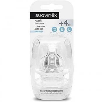 Set 2 Tettarelle Rotonda Suavinex Flusso Denso Silicone 4m+