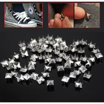 200PCS 7mm Silver Pyramid Studs for Bracelets