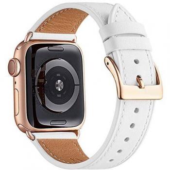 Sangle de remplacement pour Apple Watch Series 6, SE, 5, 4, 3 et 2 (40mm, 38mm) en cuir véritable
