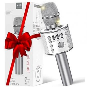 Wireless Microphone,Karaoke machine Portable Bluetooth Microphone with Speaker Handheld Microphone for Home Party Singing and Conference, Compatible with Android and iOS Devices