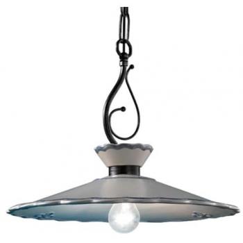 Lampadario Sospensione Ravenna C928 Ceramica Nero Sfumato Argento 1 Luce Diam. 44 cm