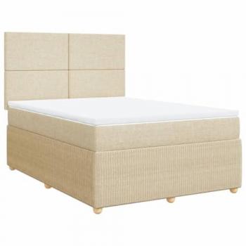 VidaXL Boxspringbett 140x190 cm Creme mit Matratze