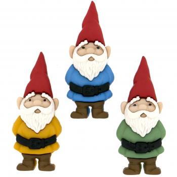 Garden Gnomes Decorative Buttons, 39 x 16 mm, 3 Pieces, Multi-Colour