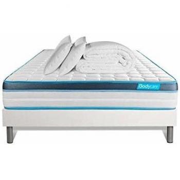 Pack Matelas Bodyfit 180x200 + Sommier Blanc + Couette 240x220cm + 2 Oreillers 60x40cm