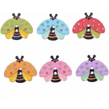 Mixed 20pcs Cartoon Ladybug Wood Buttons 2 Holes 18x21mm F0064