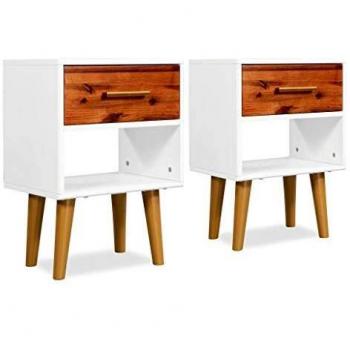 Acacia Wood Nightstand Set of 2, 40x30x57 cm