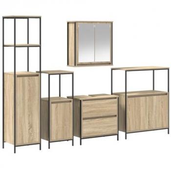 76.5x35x95 cm Spa Shelf Set – Five-Piece Oak Finish