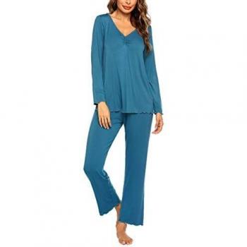 Set Pigiama MaxModa Donna – Scollo A‑V, Maniche Lunghe