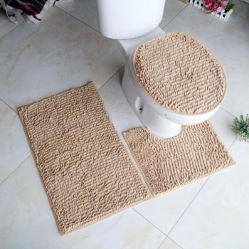 3-Piece Washable Chenille Bath Mat Set