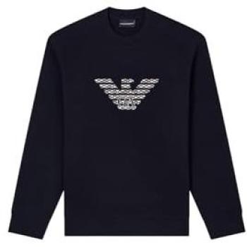 Blue XL Emporio Armani Cotton-Blend Sweatshirt (Men)